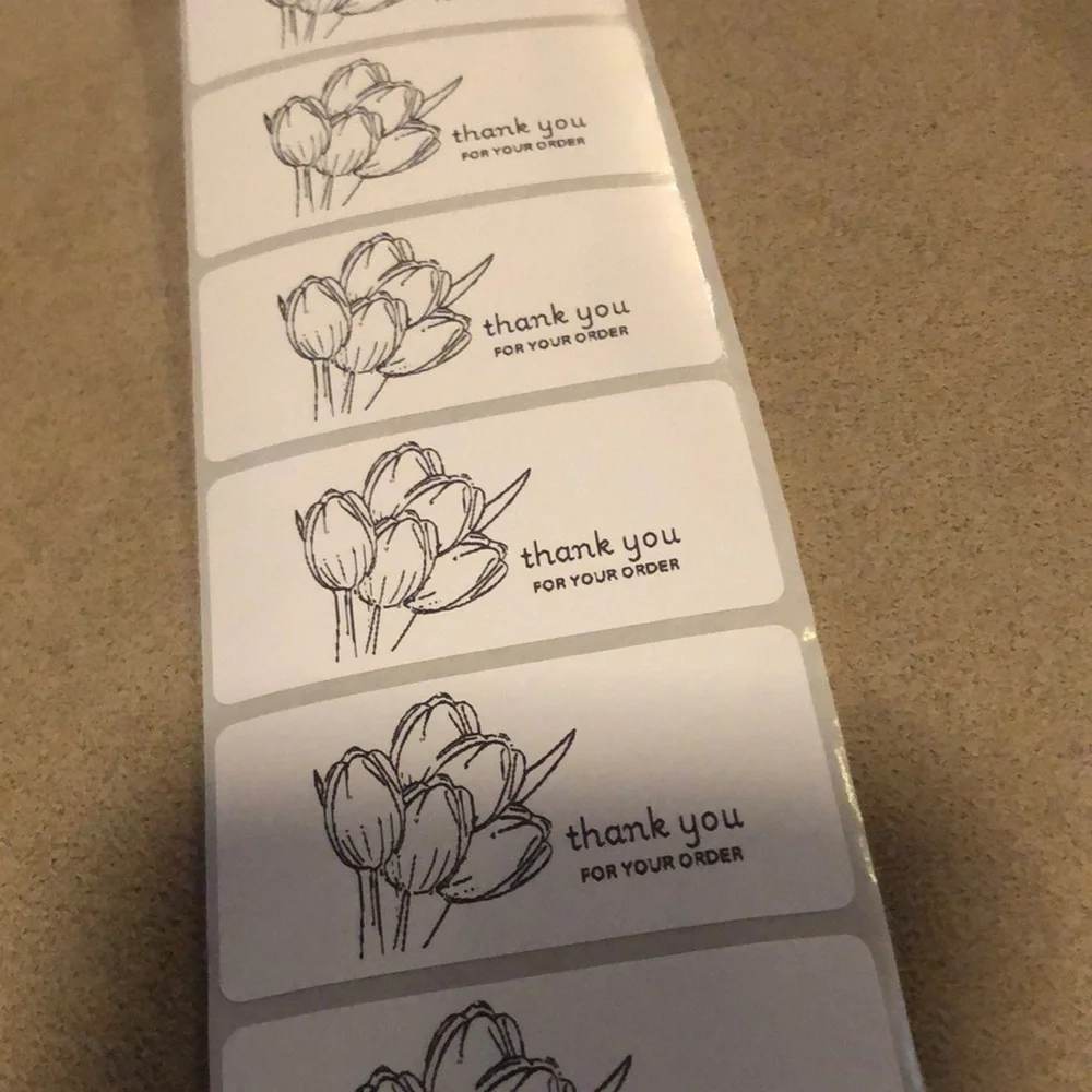 30 Custom Thank You Stickers with Tulip Design